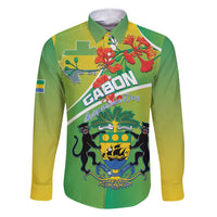 Personalized Gabon Independence Day Family Matching Short Sleeve Bodycon Dress and Hawaiian Shirt Coat Of Arms With Map - Wonder Print Shop