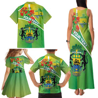Personalized Gabon Independence Day Family Matching Tank Maxi Dress and Hawaiian Shirt Coat Of Arms With Map - Wonder Print Shop