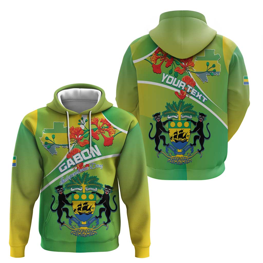 Personalized Gabon Independence Day Hoodie Coat Of Arms With Map - Wonder Print Shop