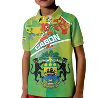 Personalized Gabon Independence Day Kid Polo Shirt Coat Of Arms With Map - Wonder Print Shop