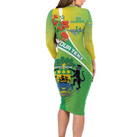 Personalized Gabon Independence Day Long Sleeve Bodycon Dress Coat Of Arms With Map - Wonder Print Shop