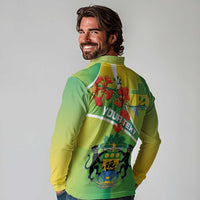 Personalized Gabon Independence Day Long Sleeve Polo Shirt Coat Of Arms With Map - Wonder Print Shop