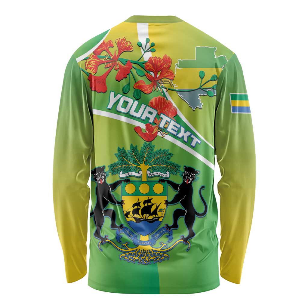 Personalized Gabon Independence Day Long Sleeve Shirt Coat Of Arms With Map - Wonder Print Shop