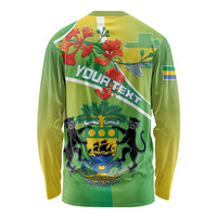 Personalized Gabon Independence Day Long Sleeve Shirt Coat Of Arms With Map - Wonder Print Shop