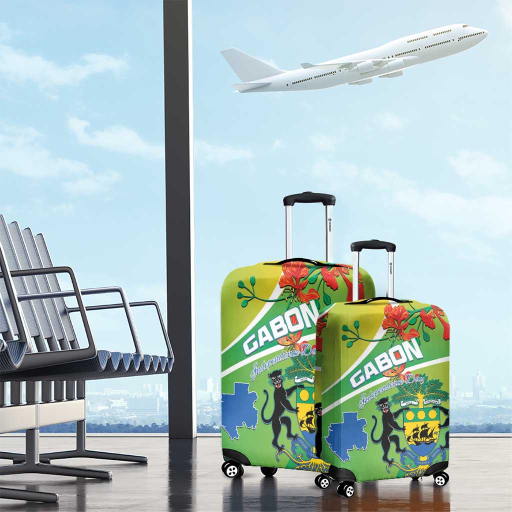 Gabon Independence Day Luggage Cover Coat Of Arms With Map - Wonder Print Shop