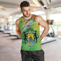 Personalized Gabon Independence Day Men Tank Top Coat Of Arms With Map - Wonder Print Shop
