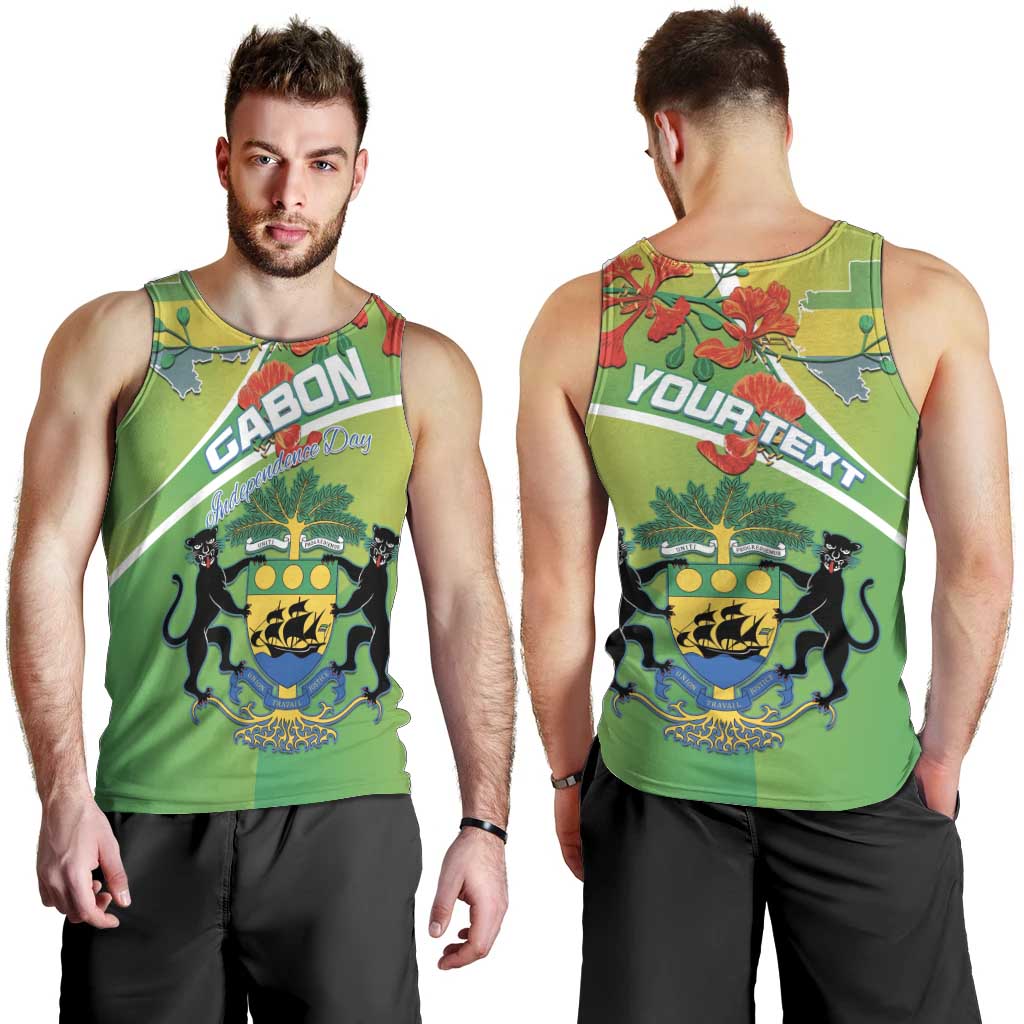 Personalized Gabon Independence Day Men Tank Top Coat Of Arms With Map - Wonder Print Shop