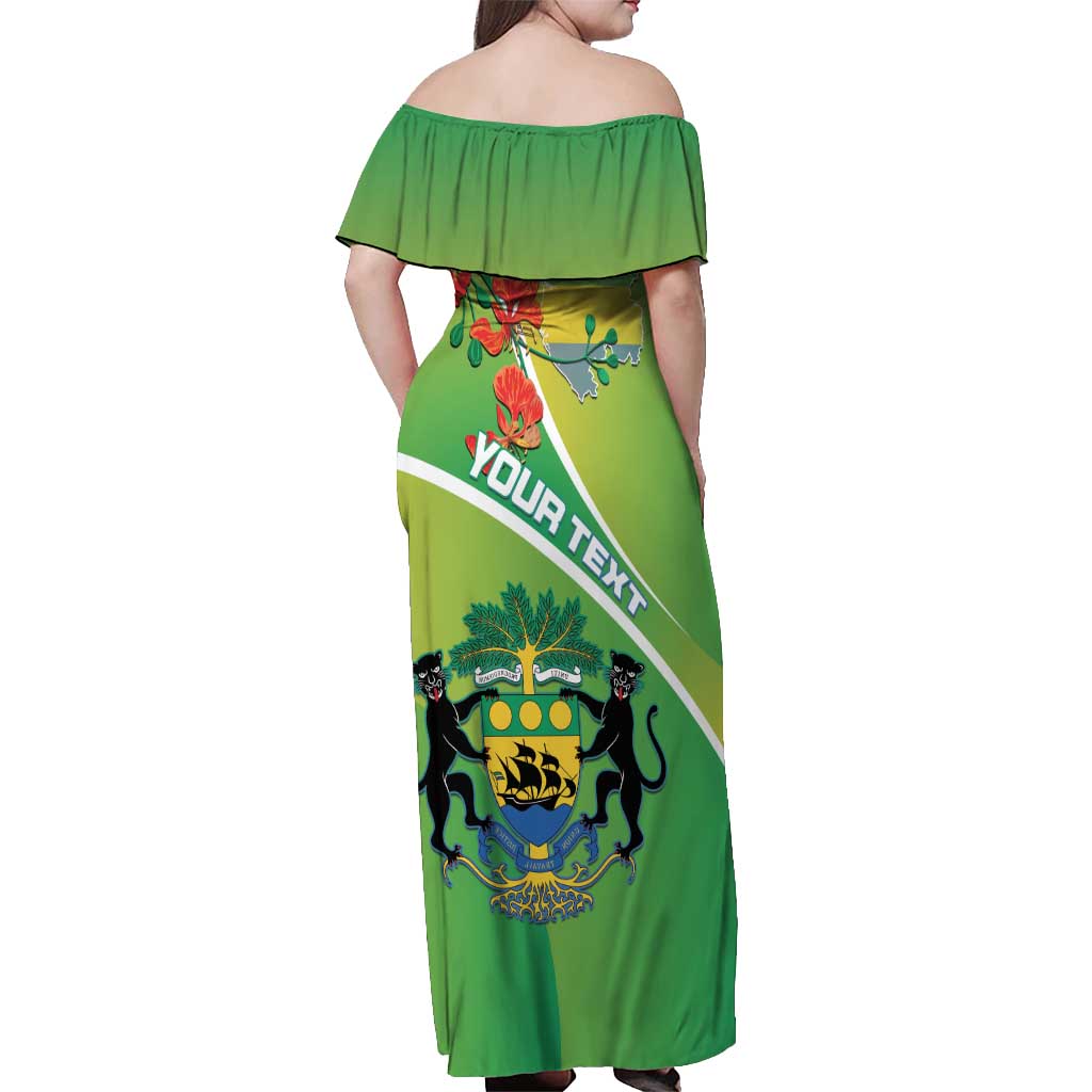 Personalized Gabon Independence Day Off Shoulder Maxi Dress Coat Of Arms With Map - Wonder Print Shop