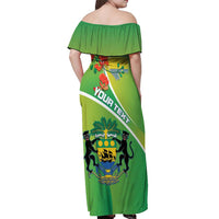 Personalized Gabon Independence Day Off Shoulder Maxi Dress Coat Of Arms With Map - Wonder Print Shop