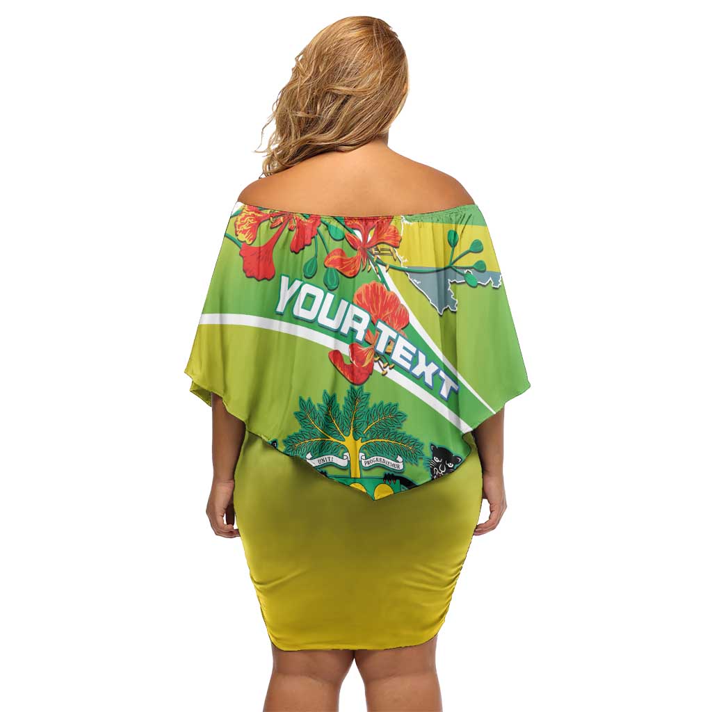 Personalized Gabon Independence Day Off Shoulder Short Dress Coat Of Arms With Map - Wonder Print Shop