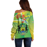 Personalized Gabon Independence Day Off Shoulder Sweater Coat Of Arms With Map - Wonder Print Shop