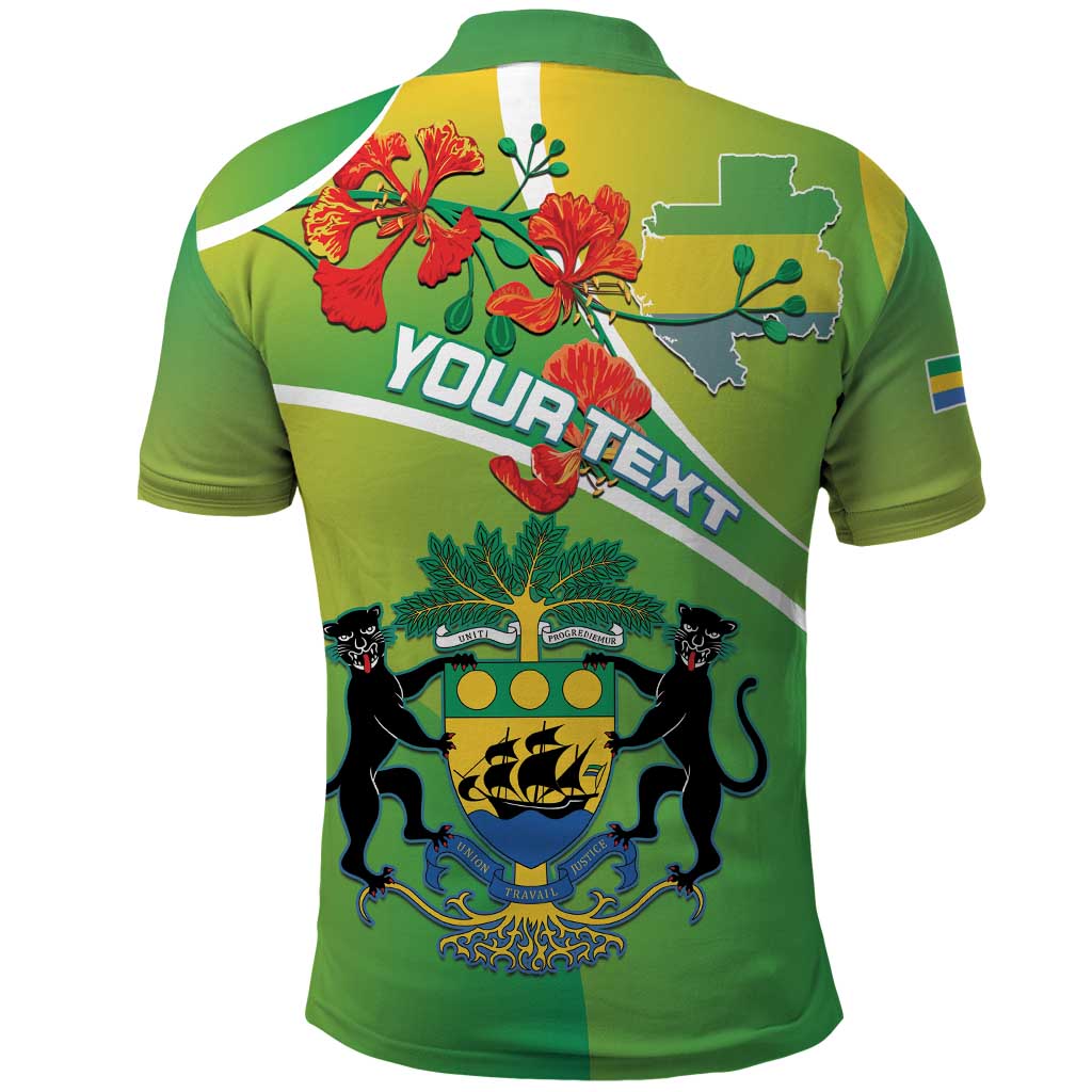 Personalized Gabon Independence Day Polo Shirt Coat Of Arms With Map - Wonder Print Shop