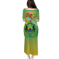 Personalized Gabon Independence Day Puletasi Coat Of Arms With Map - Wonder Print Shop