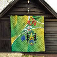 Gabon Independence Day Quilt Coat Of Arms With Map - Wonder Print Shop