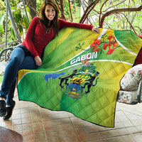Gabon Independence Day Quilt Coat Of Arms With Map - Wonder Print Shop