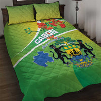 Gabon Independence Day Quilt Bed Set Coat Of Arms With Map - Wonder Print Shop