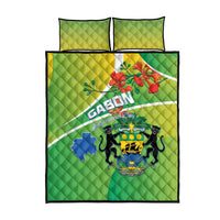 Gabon Independence Day Quilt Bed Set Coat Of Arms With Map - Wonder Print Shop