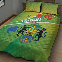 Gabon Independence Day Quilt Bed Set Coat Of Arms With Map - Wonder Print Shop