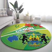 Gabon Independence Day Round Carpet Coat Of Arms With Map - Wonder Print Shop