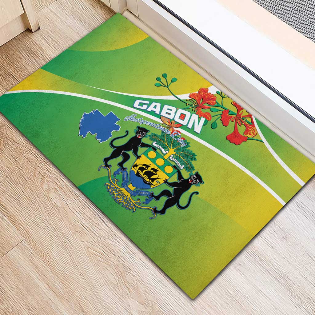 Gabon Independence Day Rubber Doormat Coat Of Arms With Map - Wonder Print Shop