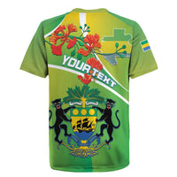 Personalized Gabon Independence Day Rugby Jersey Coat Of Arms With Map - Wonder Print Shop