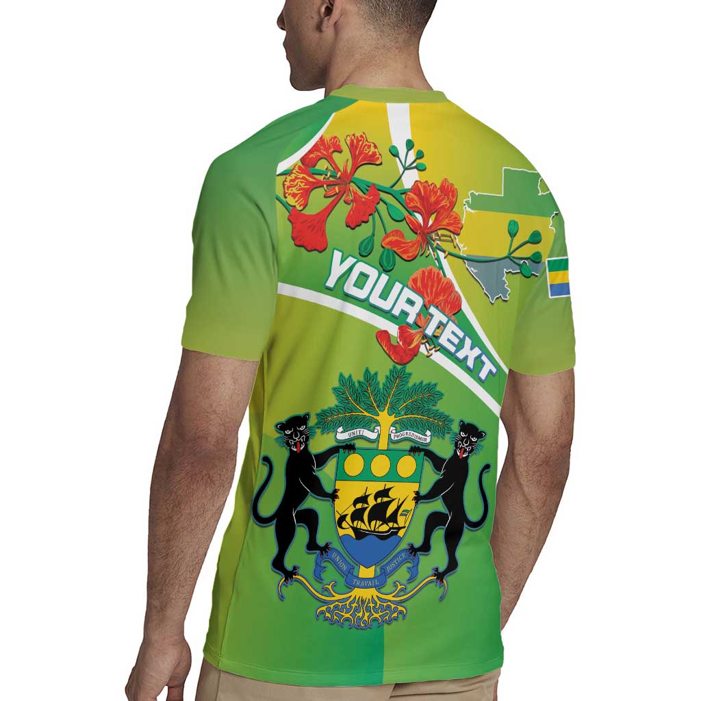 Personalized Gabon Independence Day Rugby Jersey Coat Of Arms With Map - Wonder Print Shop