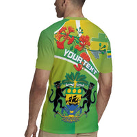 Personalized Gabon Independence Day Rugby Jersey Coat Of Arms With Map - Wonder Print Shop