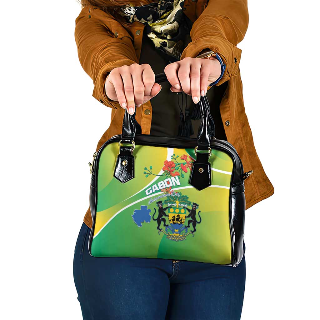 Gabon Independence Day Shoulder Handbag Coat Of Arms With Map - Wonder Print Shop