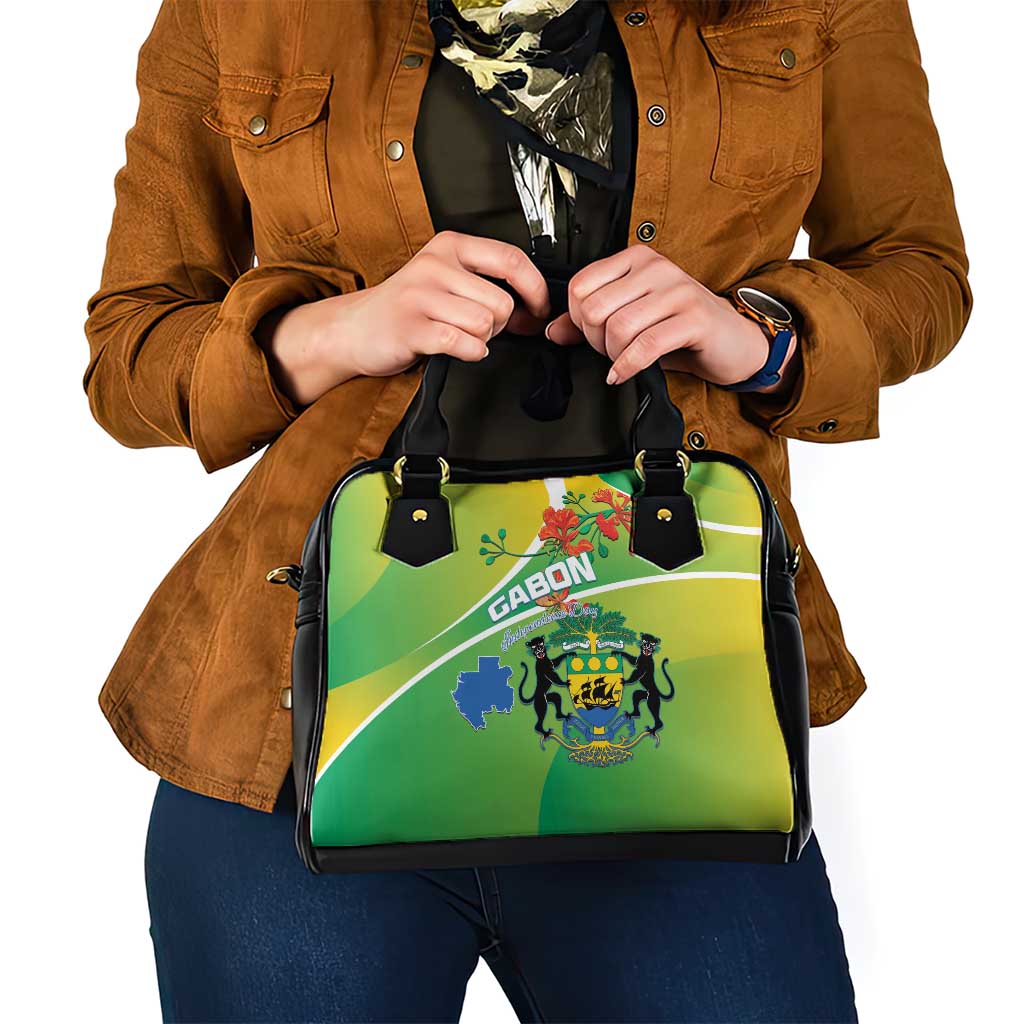 Gabon Independence Day Shoulder Handbag Coat Of Arms With Map - Wonder Print Shop