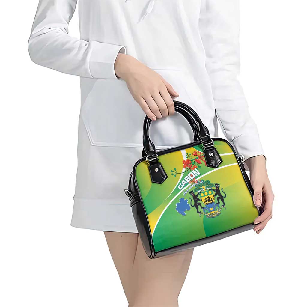 Gabon Independence Day Shoulder Handbag Coat Of Arms With Map - Wonder Print Shop