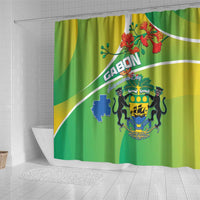 Gabon Independence Day Shower Curtain Coat Of Arms With Map - Wonder Print Shop