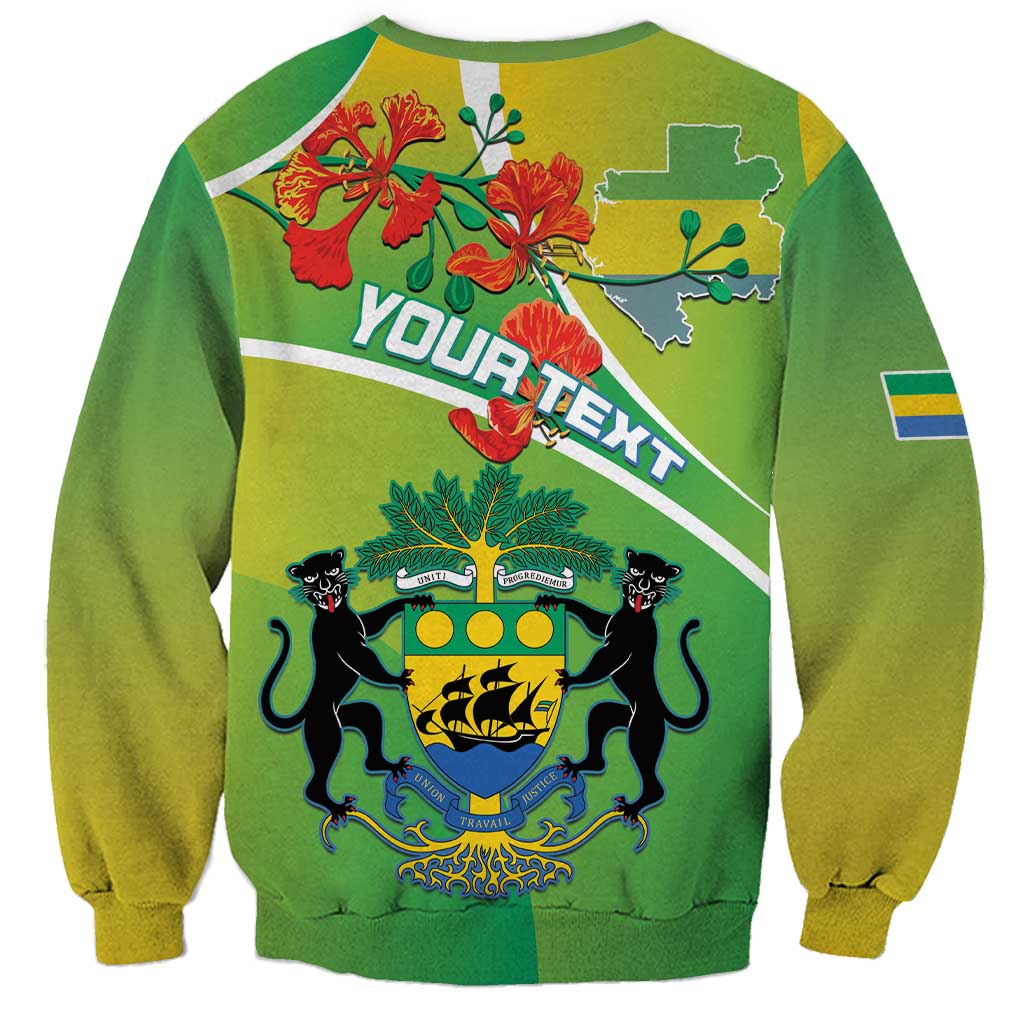 Personalized Gabon Independence Day Sweatshirt Coat Of Arms With Map - Wonder Print Shop