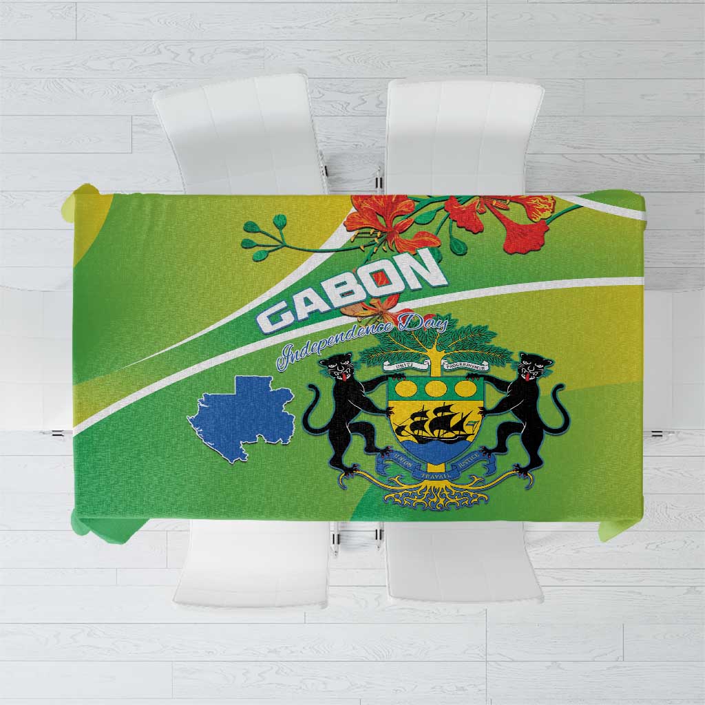 Gabon Independence Day Tablecloth Coat Of Arms With Map - Wonder Print Shop