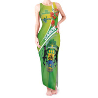 Personalized Gabon Independence Day Tank Maxi Dress Coat Of Arms With Map - Wonder Print Shop