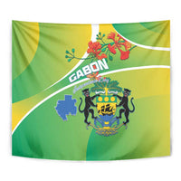 Gabon Independence Day Tapestry Coat Of Arms With Map - Wonder Print Shop