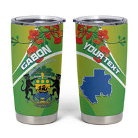 Personalized Gabon Independence Day Tumbler Cup Coat Of Arms With Map - Wonder Print Shop