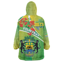 Personalized Gabon Independence Day Wearable Blanket Hoodie Coat Of Arms With Map - Wonder Print Shop