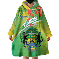 Personalized Gabon Independence Day Wearable Blanket Hoodie Coat Of Arms With Map - Wonder Print Shop