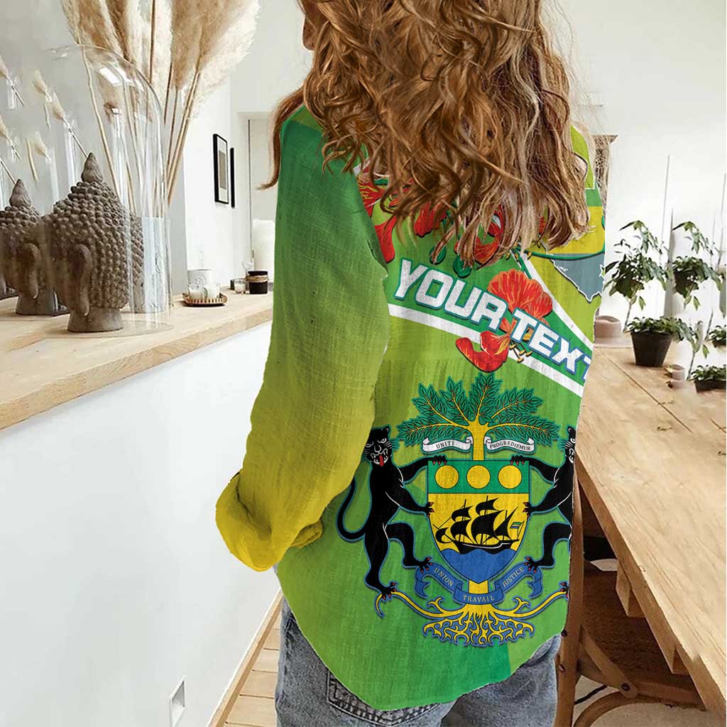 Personalized Gabon Independence Day Women Casual Shirt Coat Of Arms With Map - Wonder Print Shop