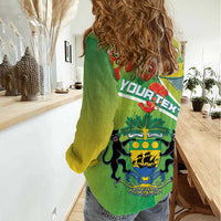 Personalized Gabon Independence Day Women Casual Shirt Coat Of Arms With Map - Wonder Print Shop