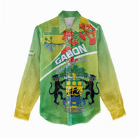 Personalized Gabon Independence Day Women Casual Shirt Coat Of Arms With Map - Wonder Print Shop