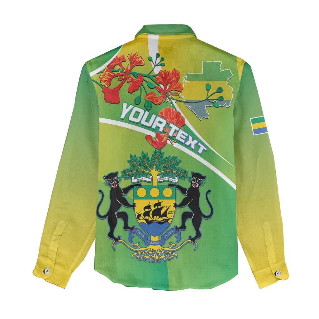 Personalized Gabon Independence Day Women Casual Shirt Coat Of Arms With Map - Wonder Print Shop