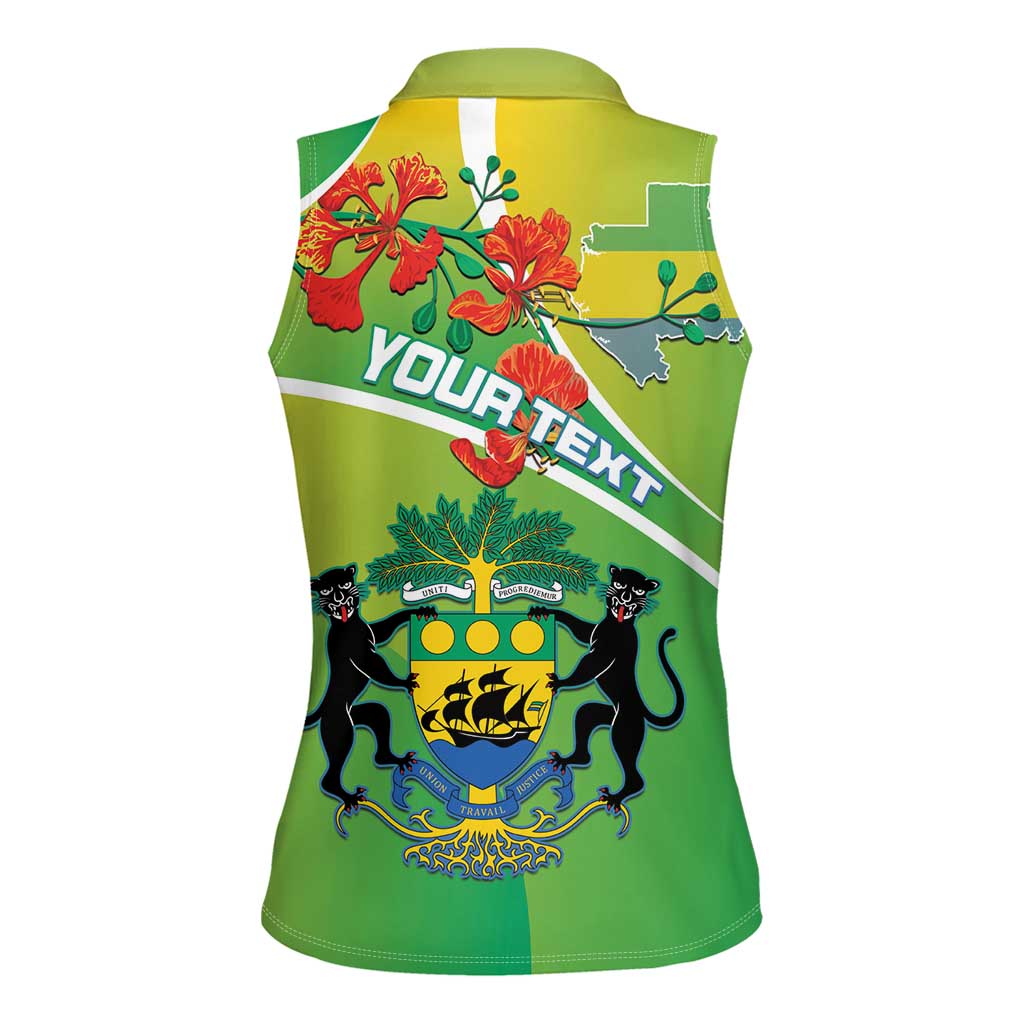 Personalized Gabon Independence Day Women Sleeveless Polo Shirt Coat Of Arms With Map - Wonder Print Shop