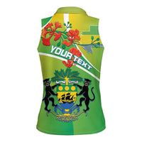 Personalized Gabon Independence Day Women Sleeveless Polo Shirt Coat Of Arms With Map - Wonder Print Shop