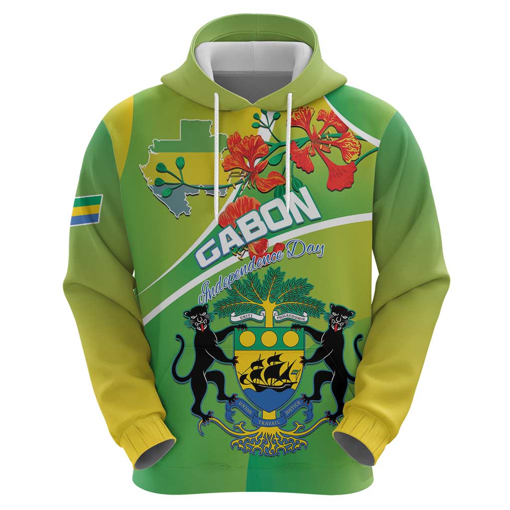 Personalized Gabon Independence Day Zip Hoodie Coat Of Arms With Map - Wonder Print Shop