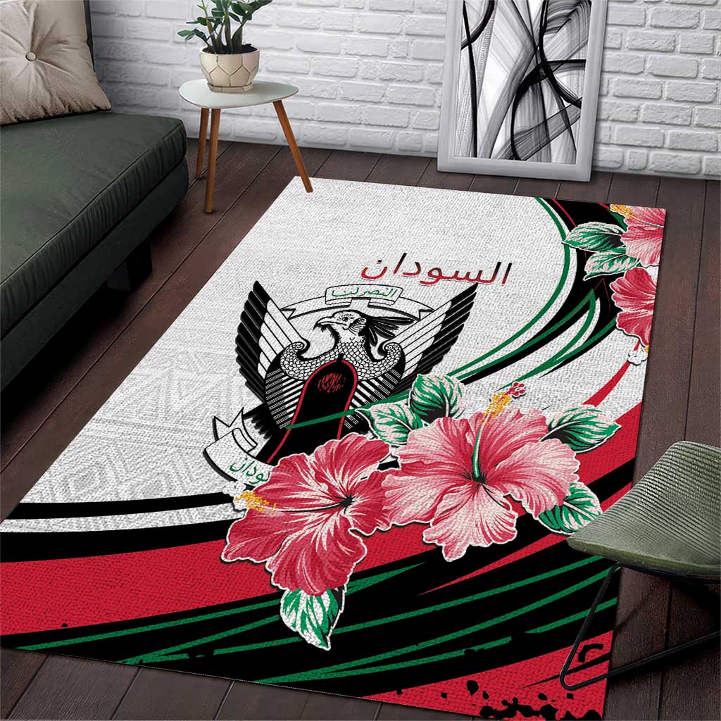Sudan Area Rug Sudanese Secretary Bird With Hibiscus - Wonder Print Shop