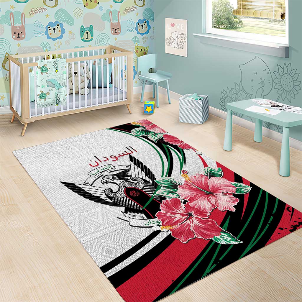 Sudan Area Rug Sudanese Secretary Bird With Hibiscus - Wonder Print Shop