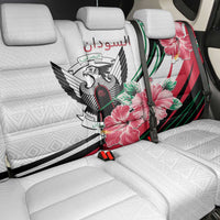 Sudan Back Car Seat Cover Sudanese Secretary Bird With Hibiscus - Wonder Print Shop