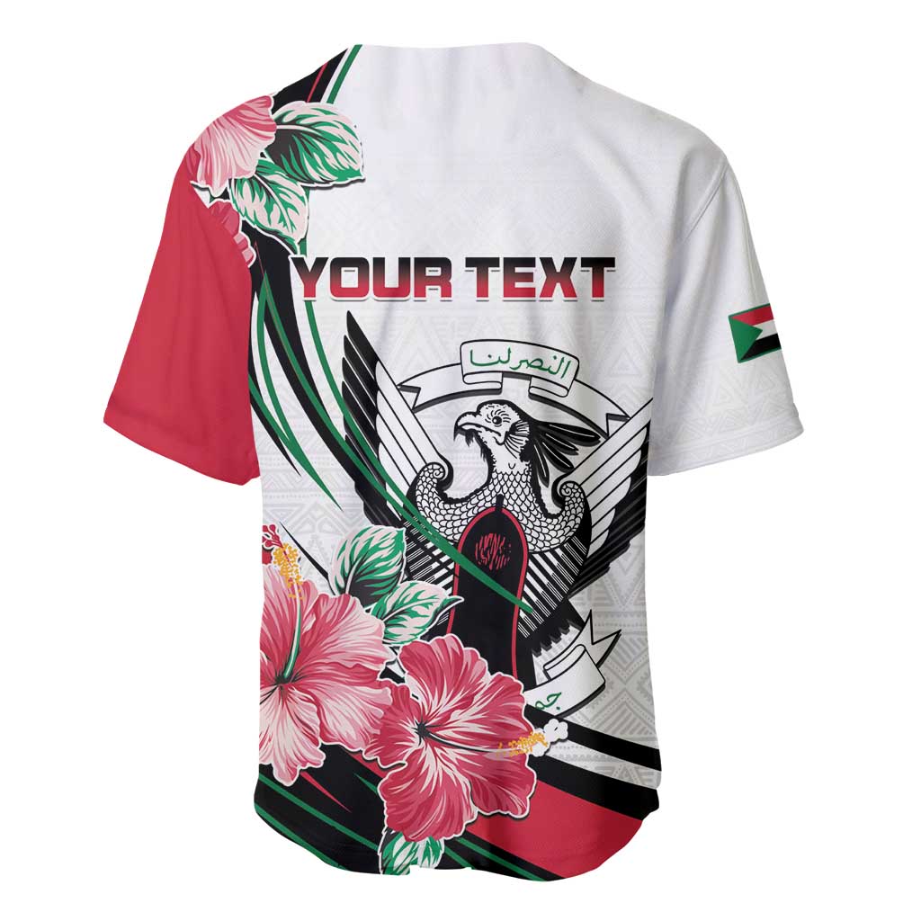 Personalized Sudan Baseball Jersey Sudanese Secretary Bird With Hibiscus - Wonder Print Shop