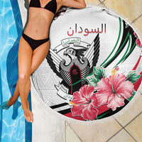 Sudan Beach Blanket Sudanese Secretary Bird With Hibiscus - Wonder Print Shop